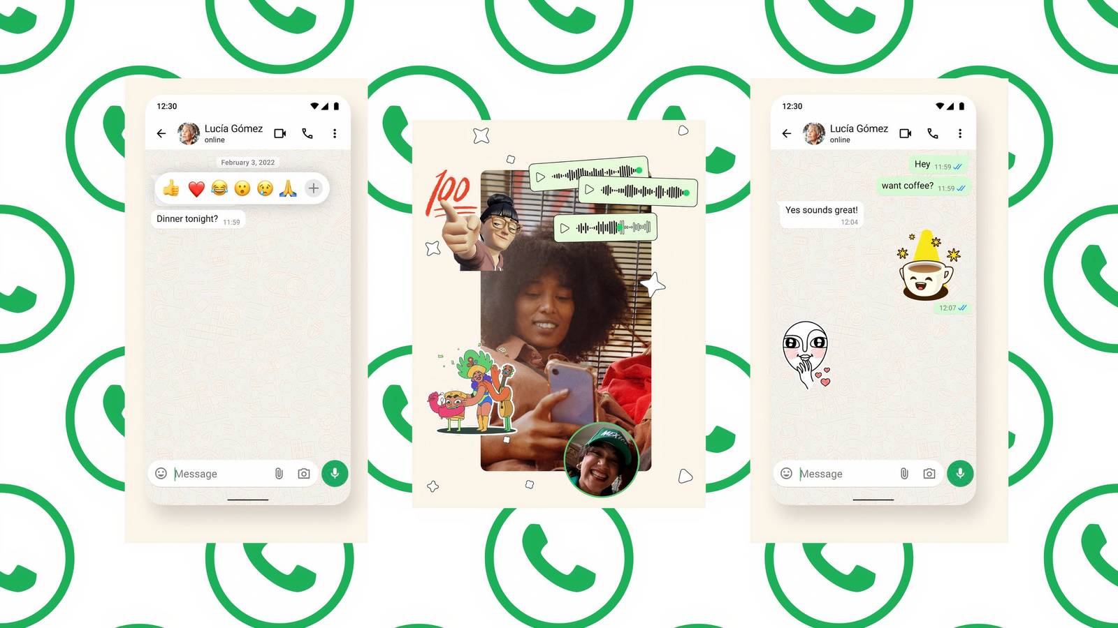 Emoji reactions and stickers in WhatsApp chats.