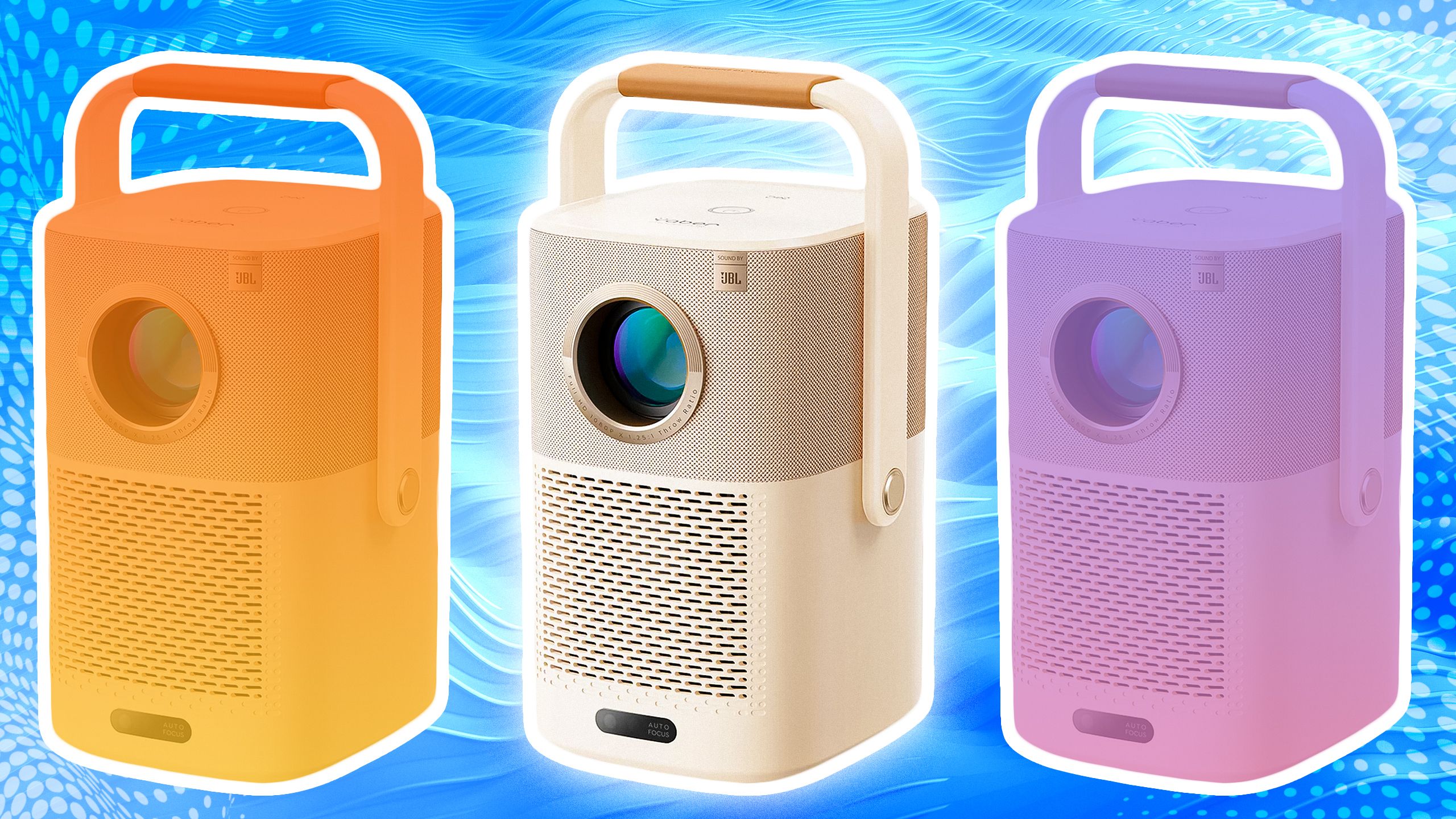 Three projector renderings side by side. 