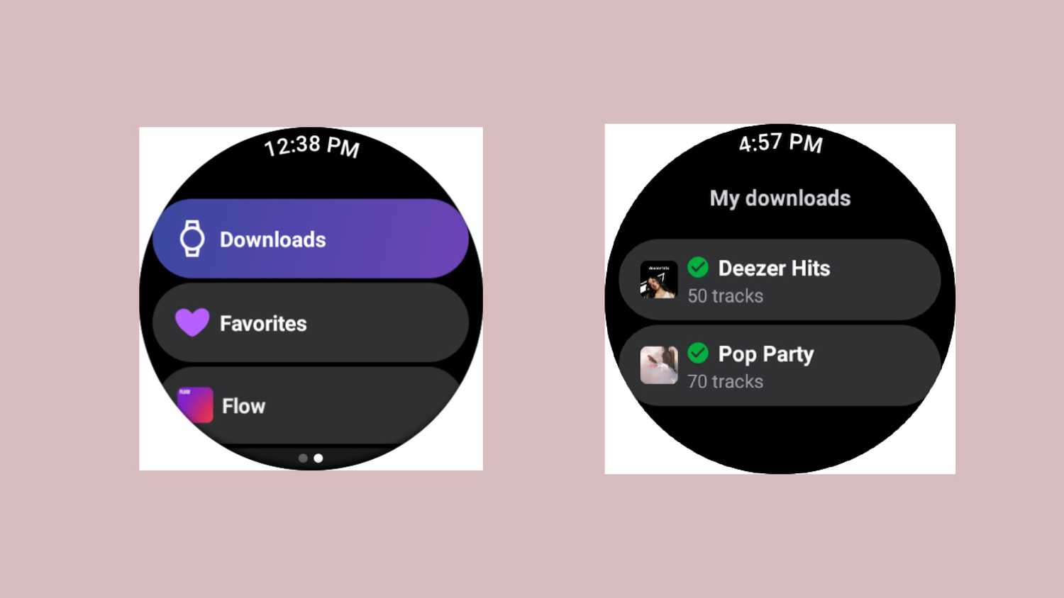 Deezer on a Wear OS device. 
