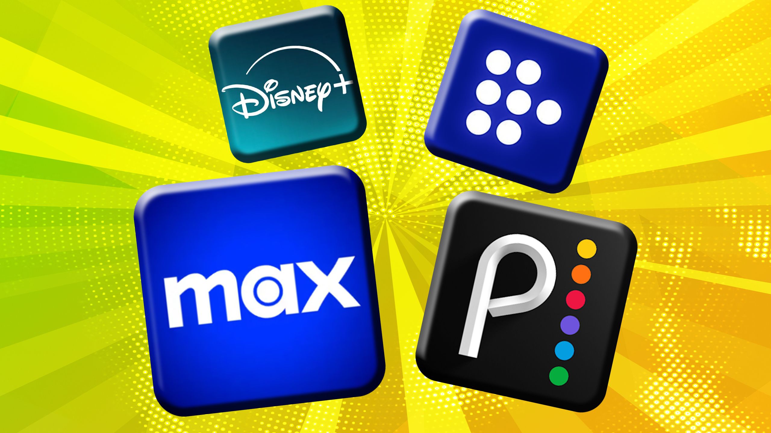 Max, Disney+, Peacock, and other streaming service apps. 