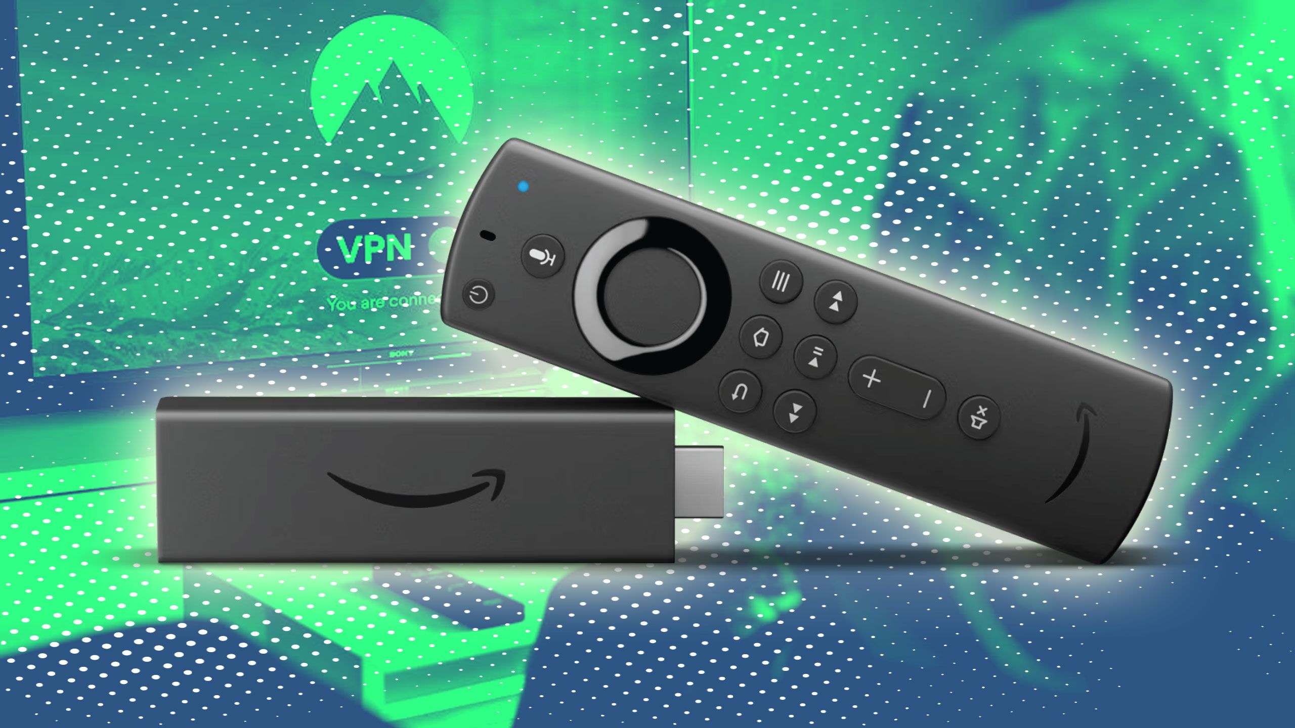 An Amazon Fire Stick in front of a VPN. 