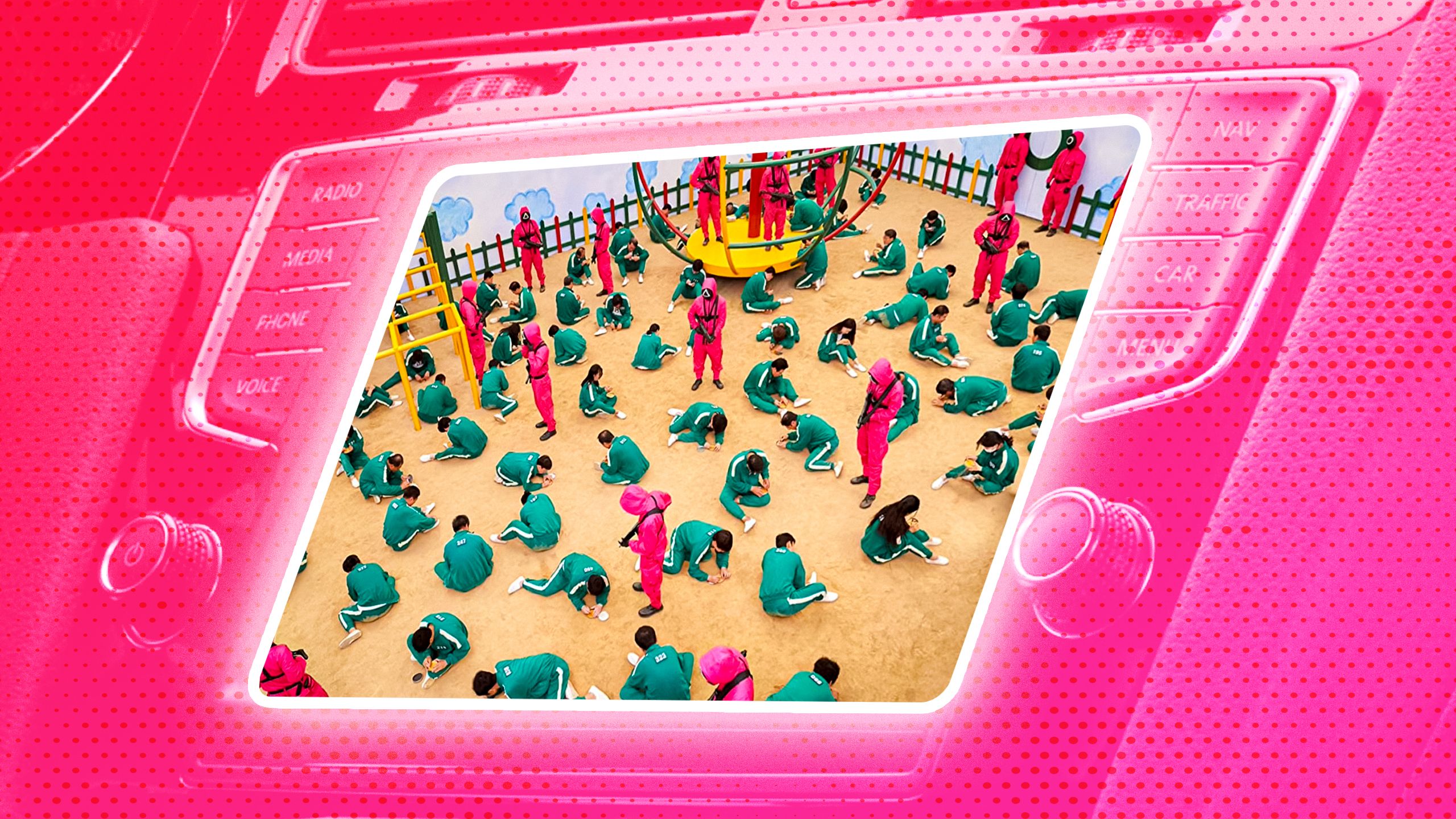 Squid Games on a car's infotainment system.