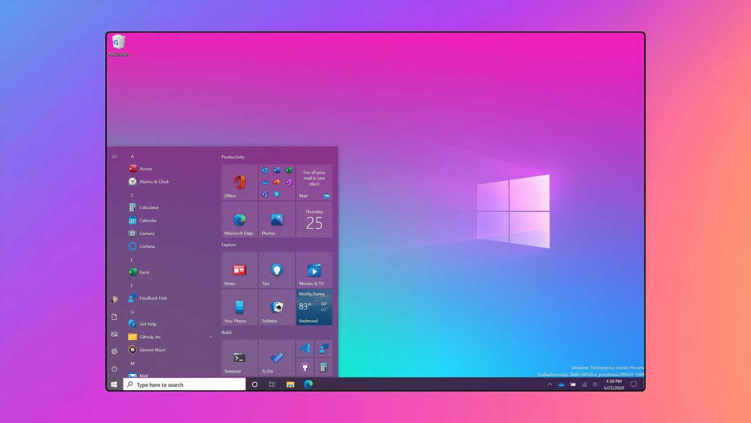 The Windows 10 Start Menu.
