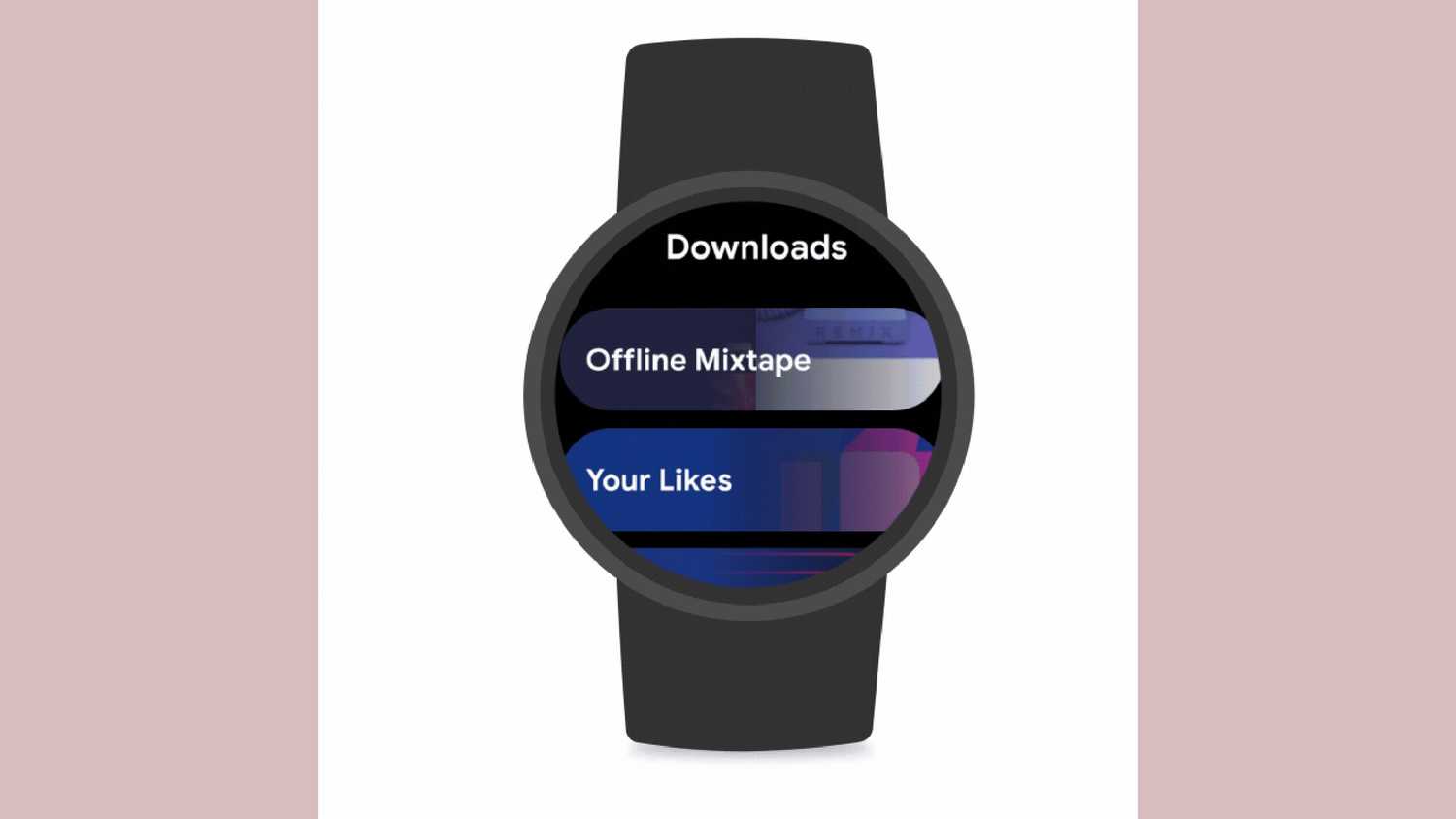 YouTube music on a Wear OS watch. 