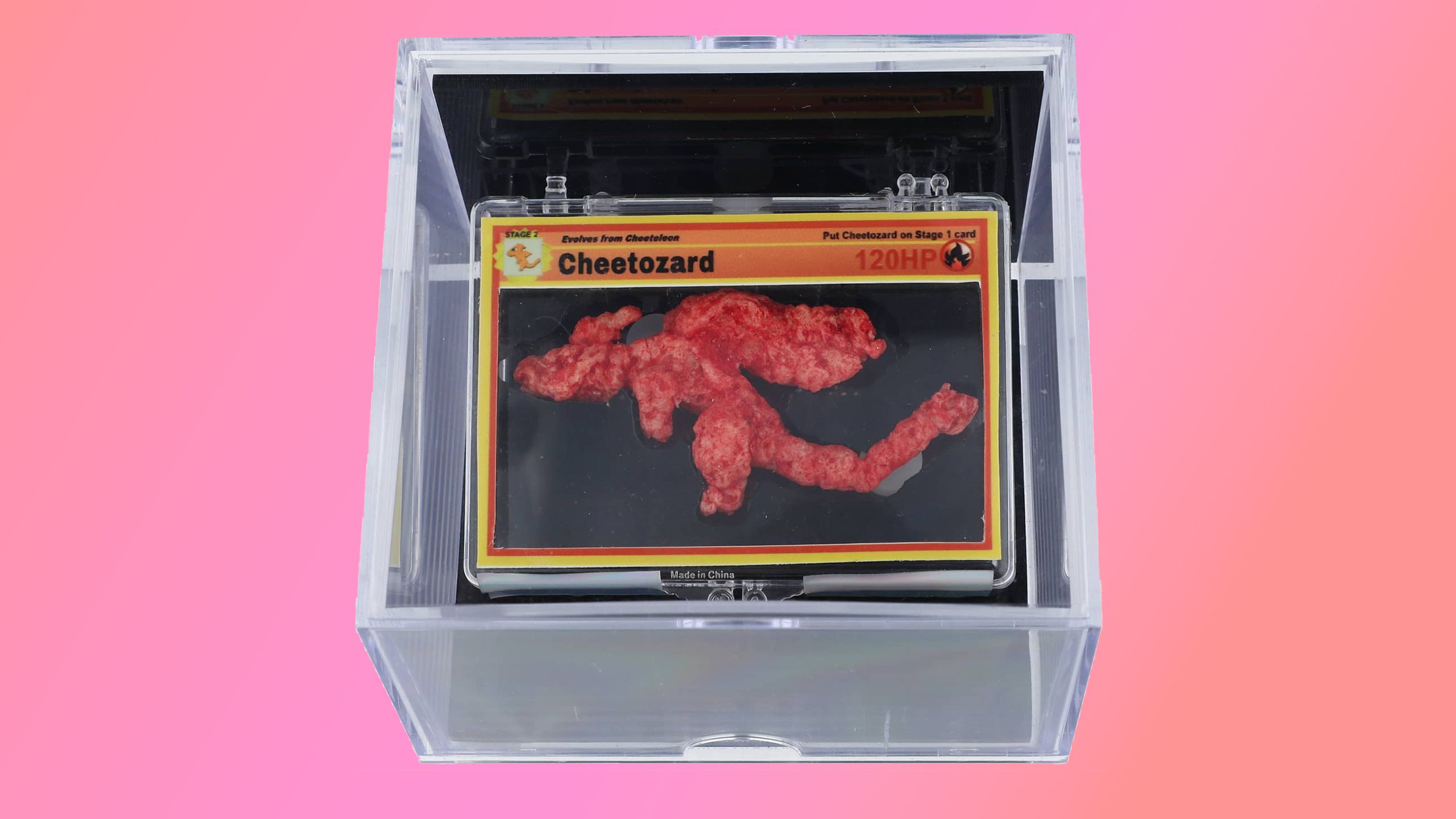 A cheeto that looks like Charizard from Pokemon.