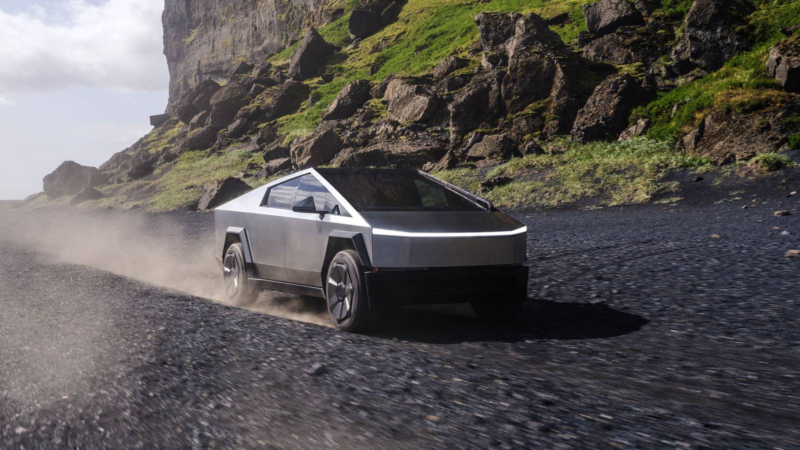 A Cybertruck off roading. 