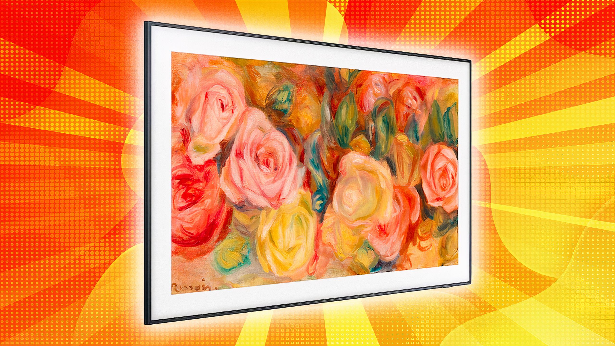 Image of Samsung's The Frame on colorful background