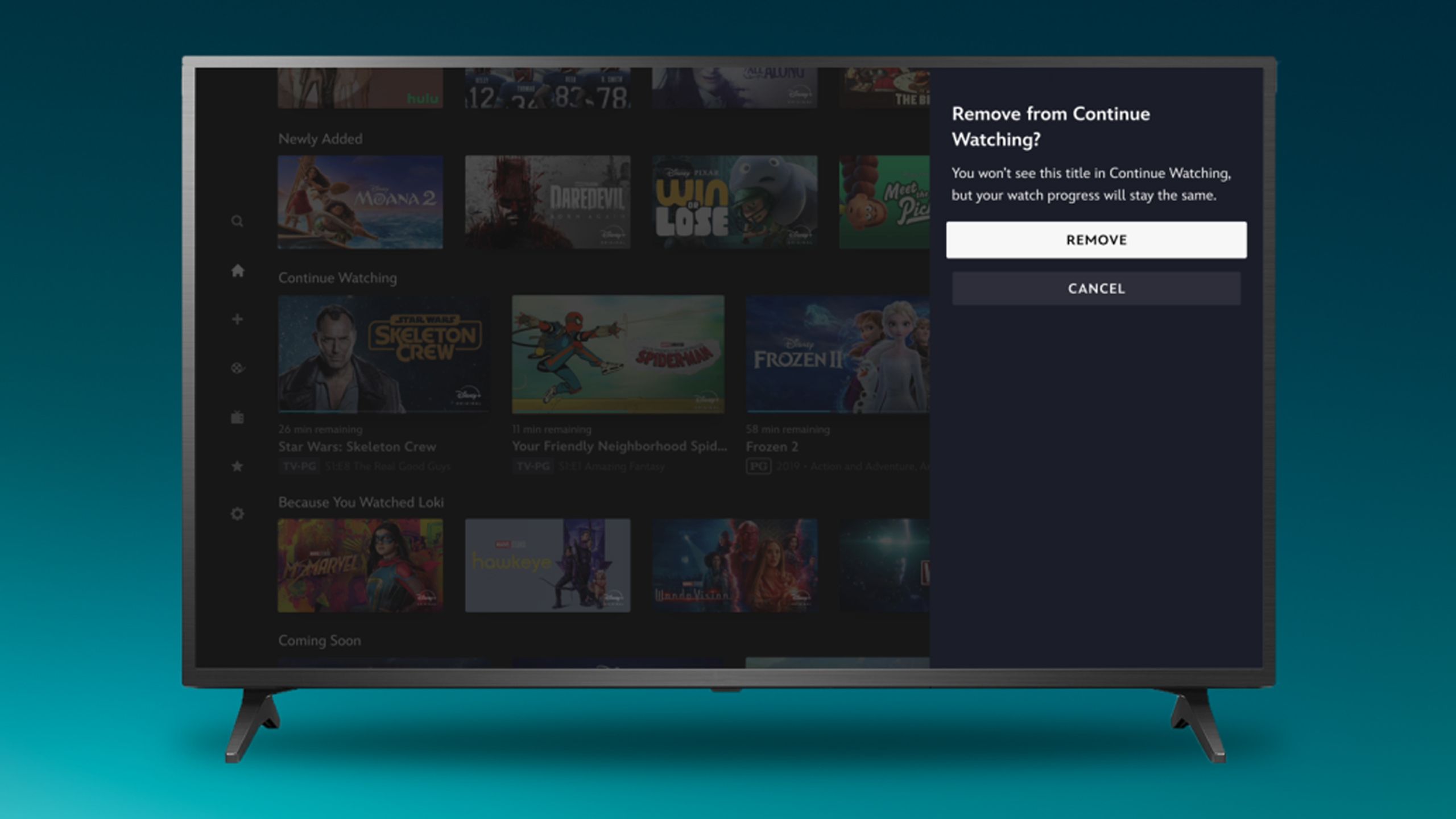 Disney+ Continue Watching list.