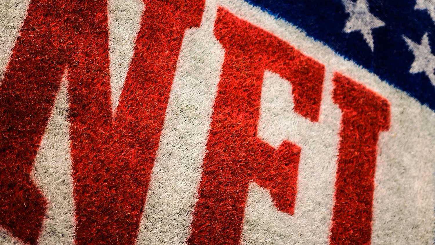 A close-up of the NFL logo.