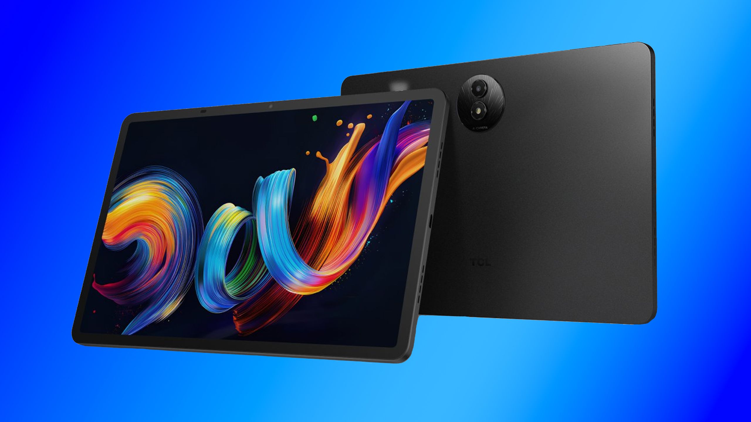 TCL Nxtpaper Plus tablet on blue background.