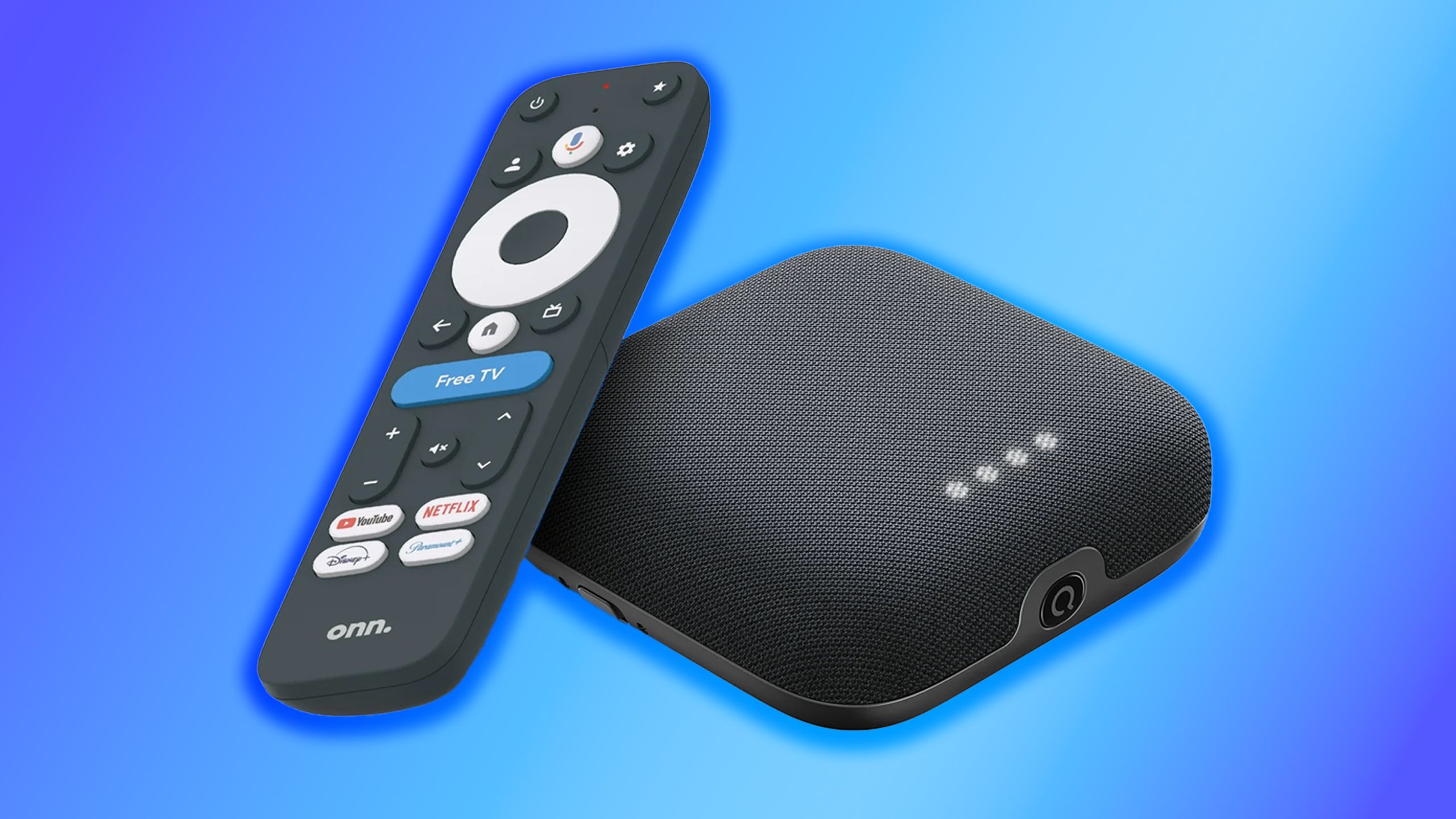 Onn 4K streaming device and remote.