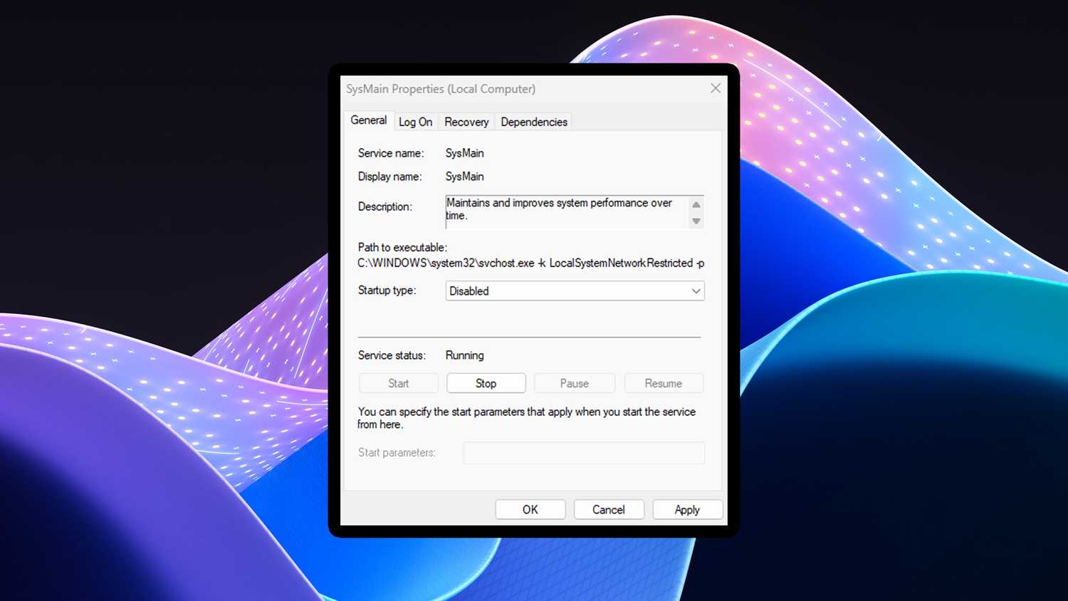 Windows 11 Sys Main service.