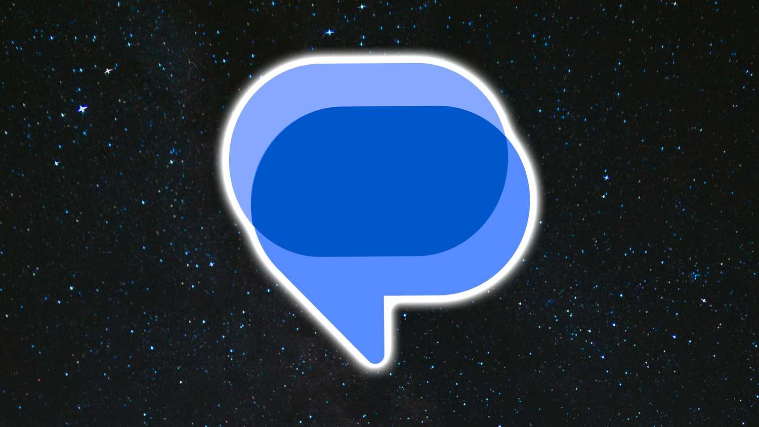 Google Messages logo glowing in space.