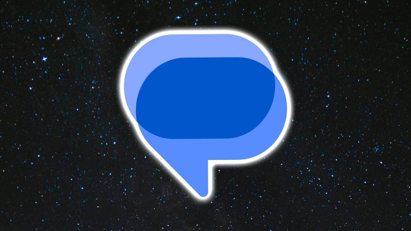 Google Messages logo glowing in space.