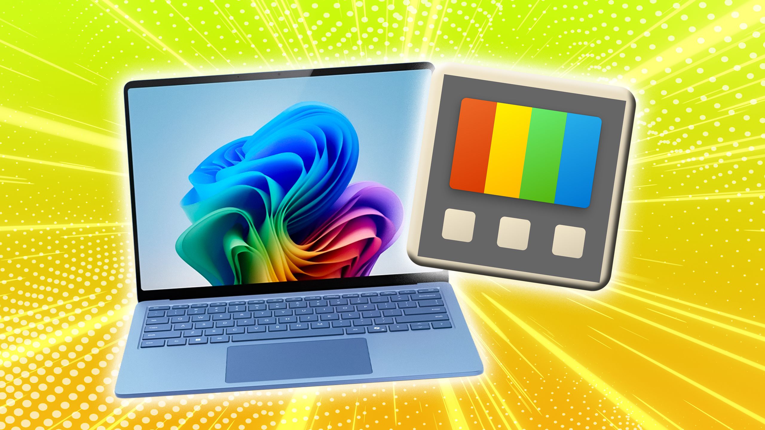 Microsoft's PowerToys app and laptop. 