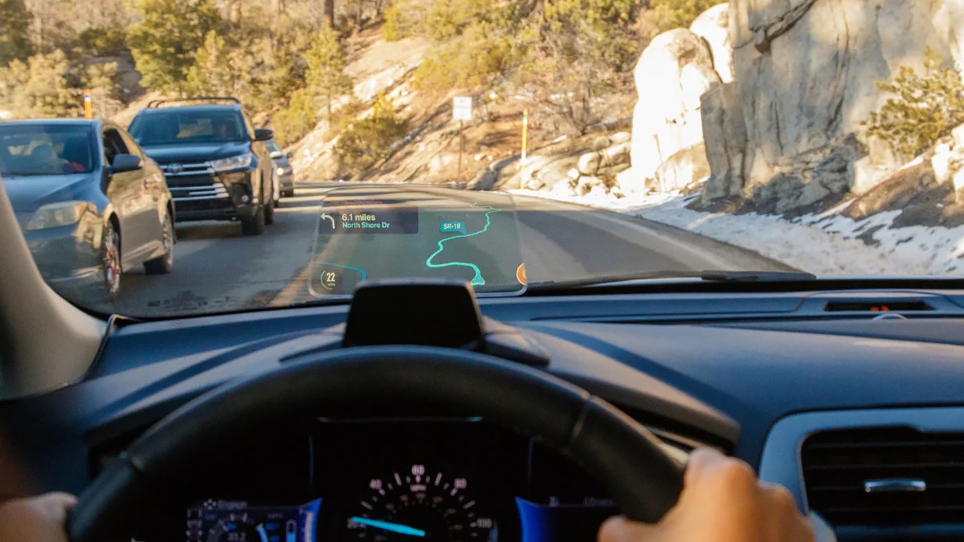 HUDWAY heads up display in a Ford Fusion.