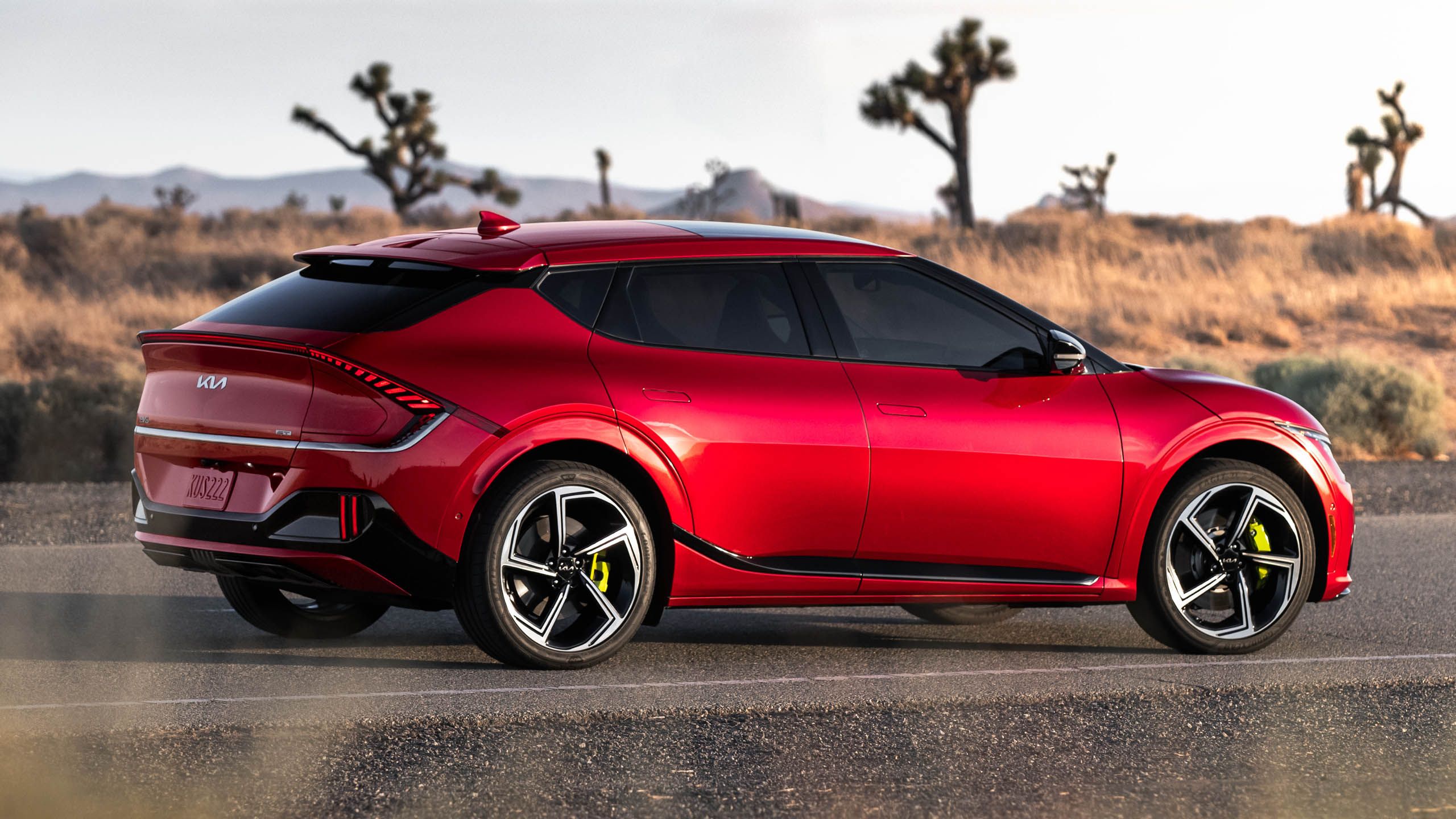 A Kia EV6 on the road.