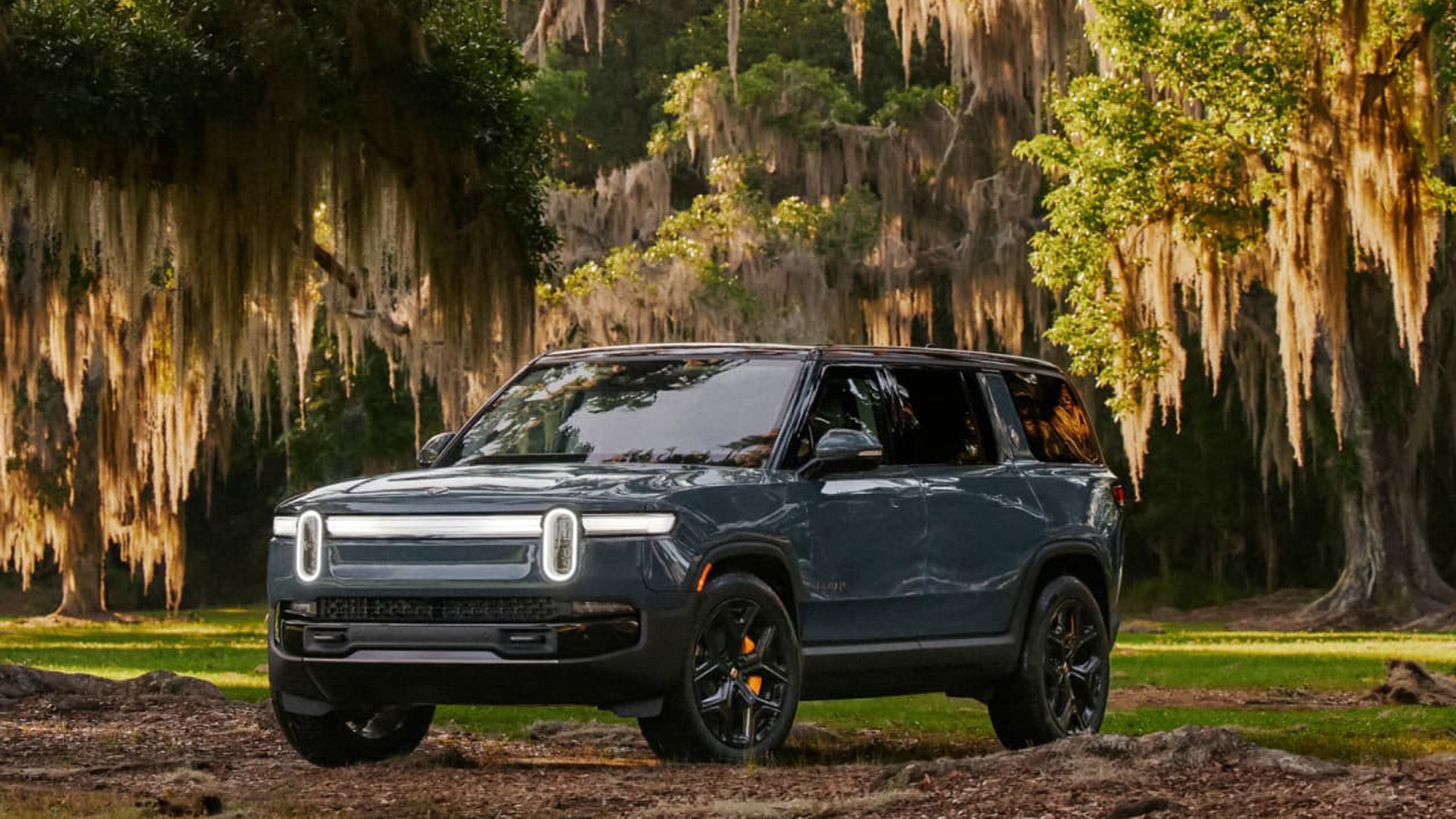 Rivian R1S parked in the wild