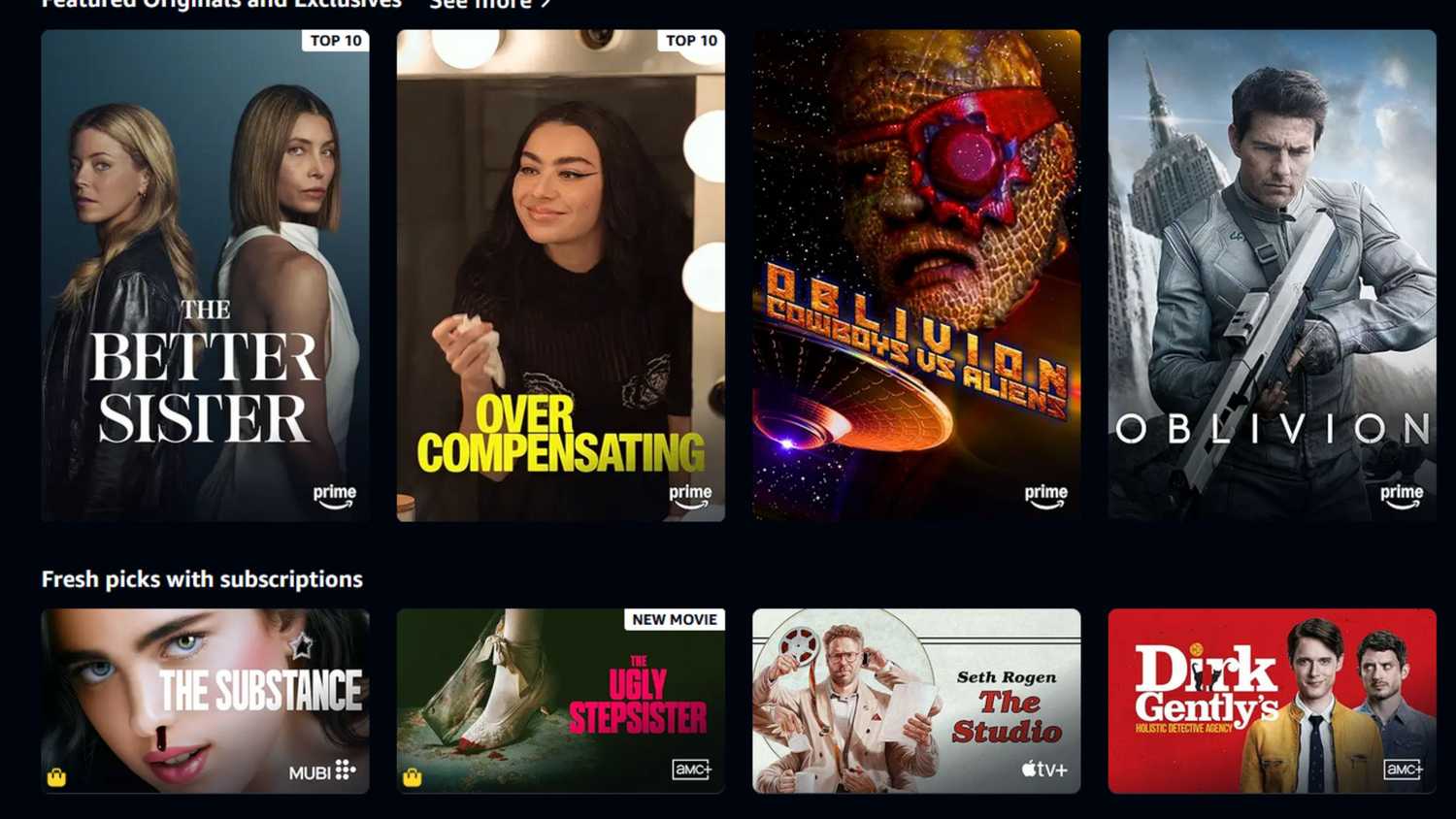 Movies and subscriptions in Prime Video.