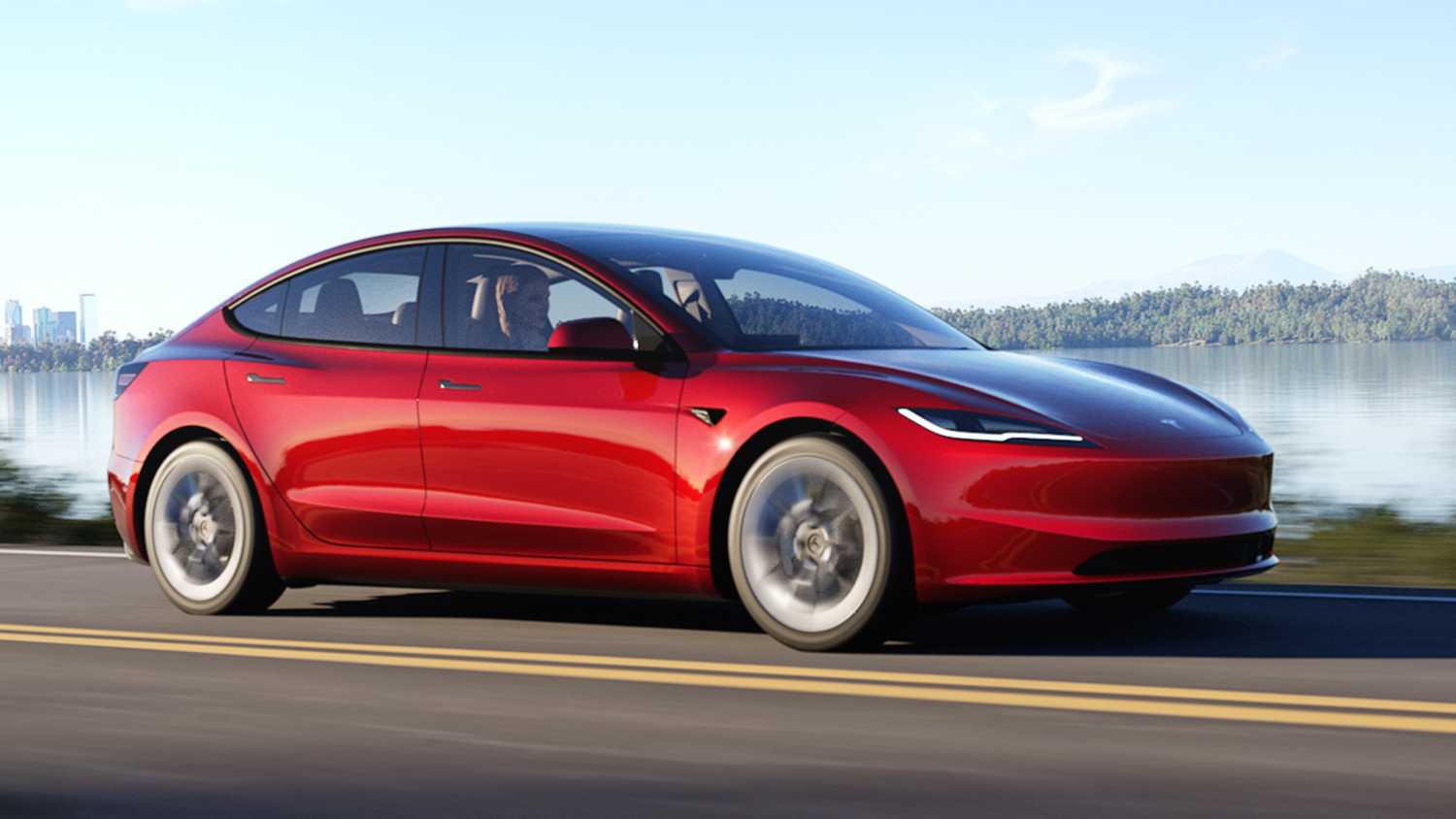 Tesla Model 3 driving