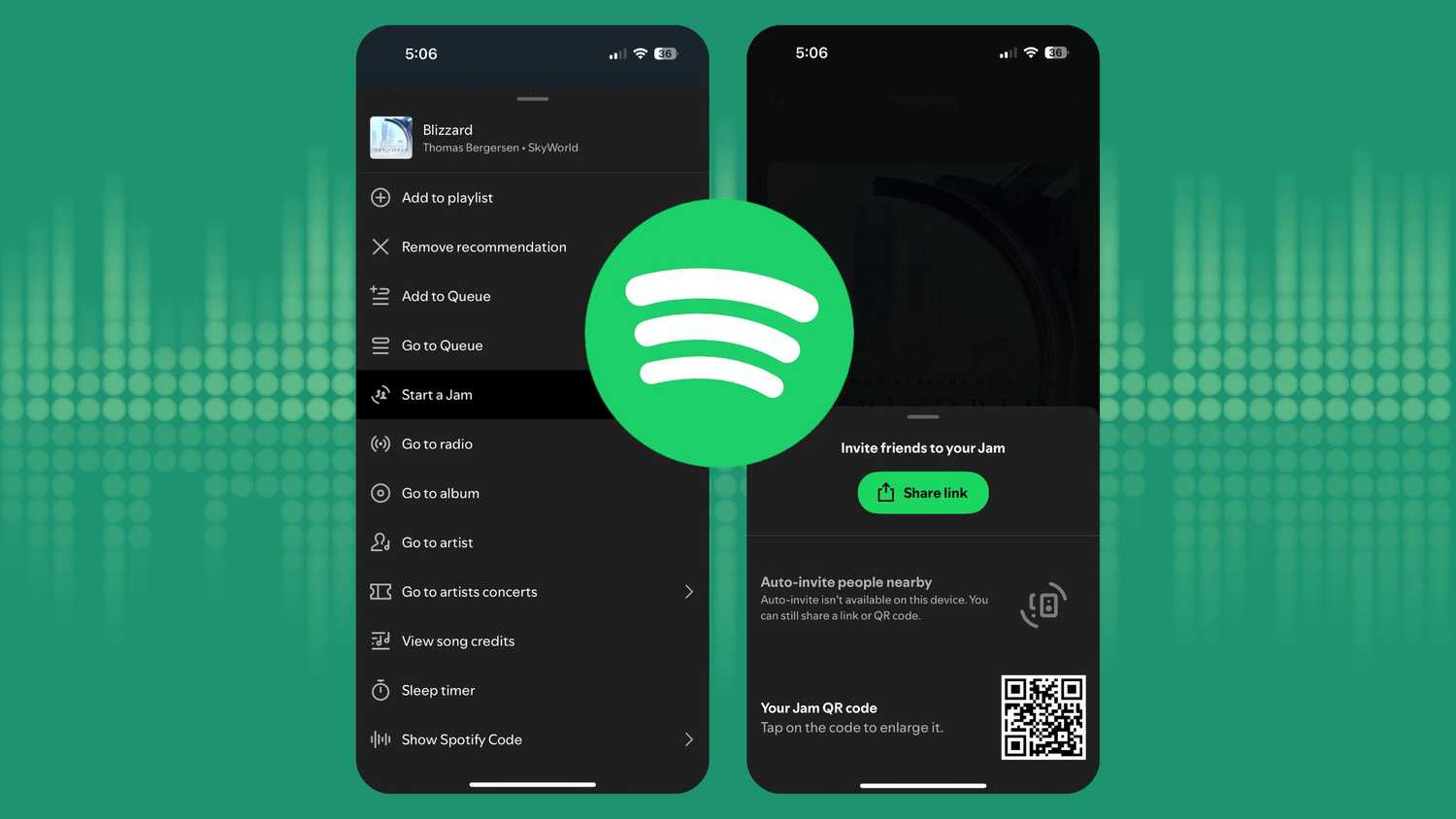 Setting up a Spotify Jam. 