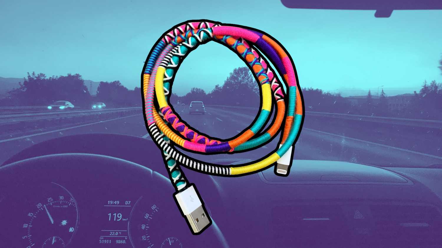 A yarn wrapped cord.