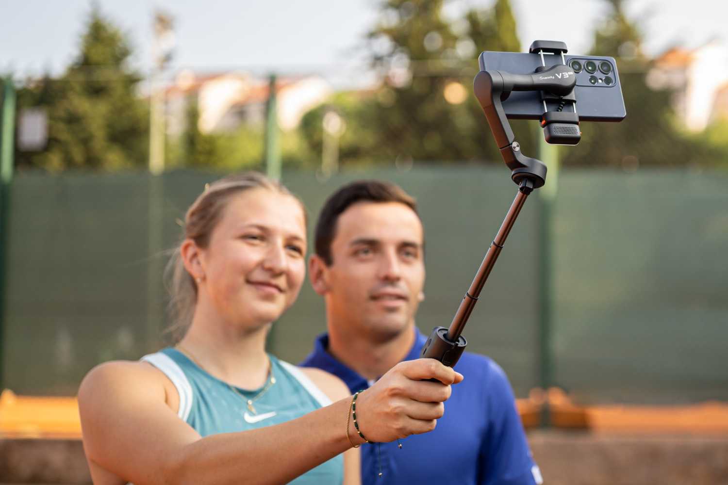 A woman taking a selfie.