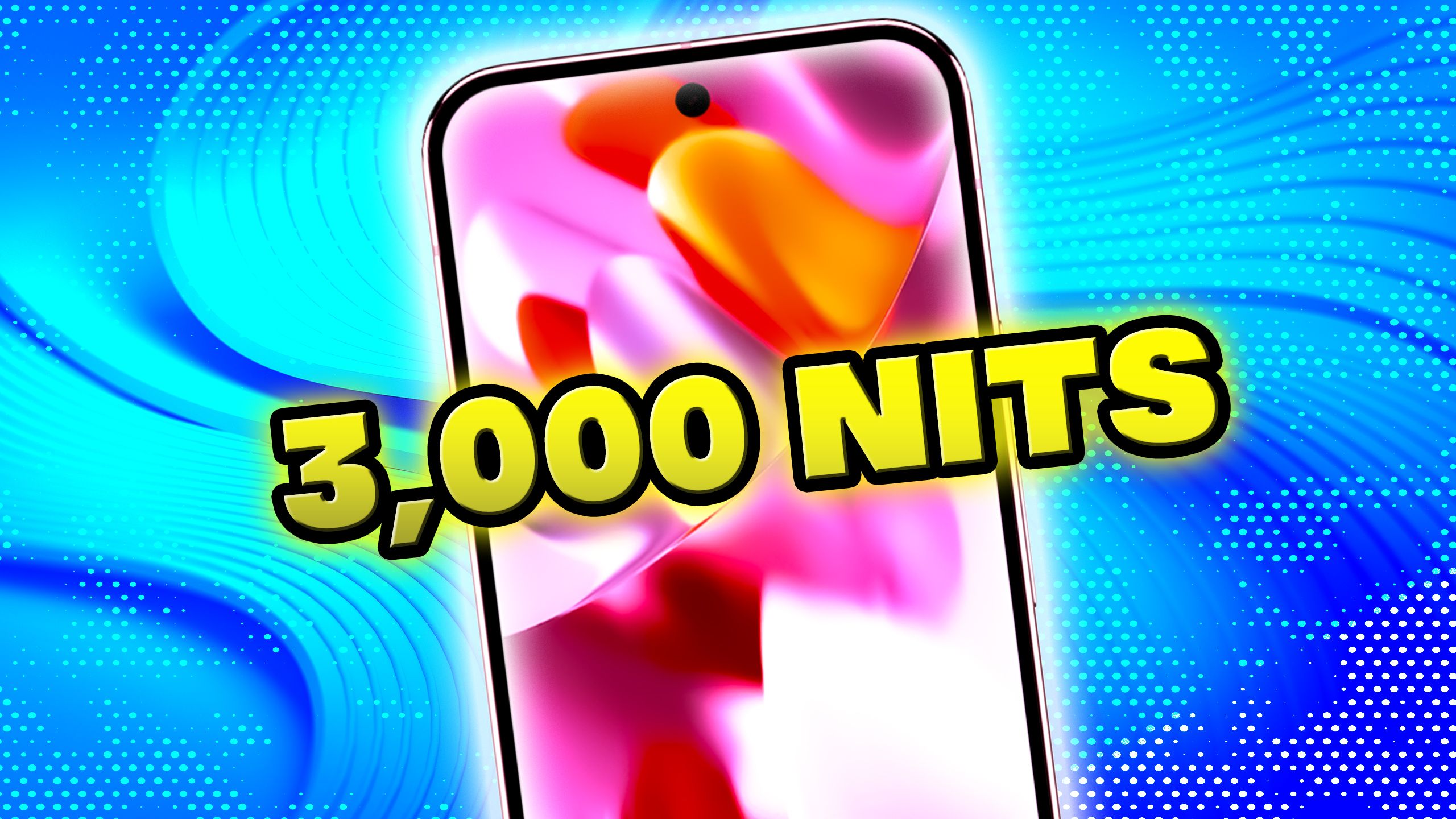 A smartphone with 3000 nits overlayed. 