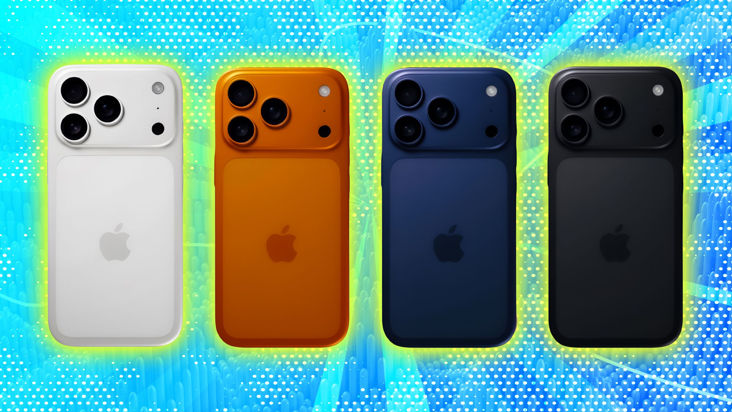 A set of leaked color options for the iPhone 17 Pro.