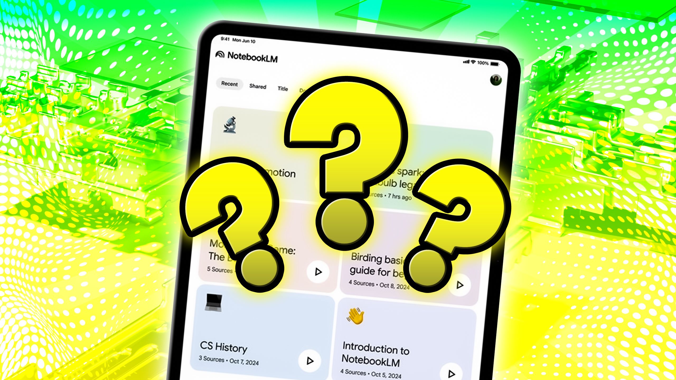 NotebookLM with question marks over it. 