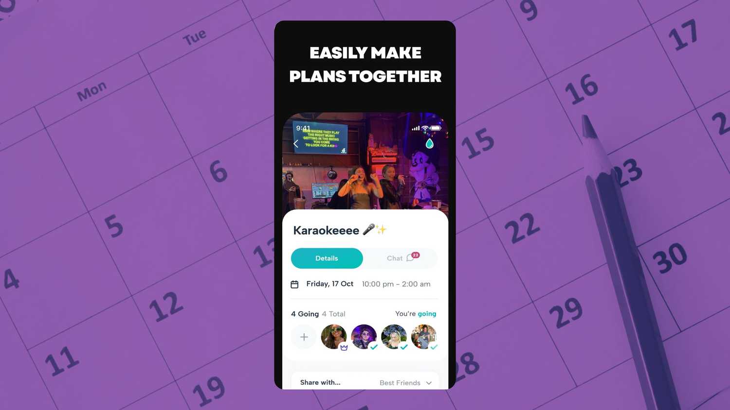 Making plans using Howbout. 