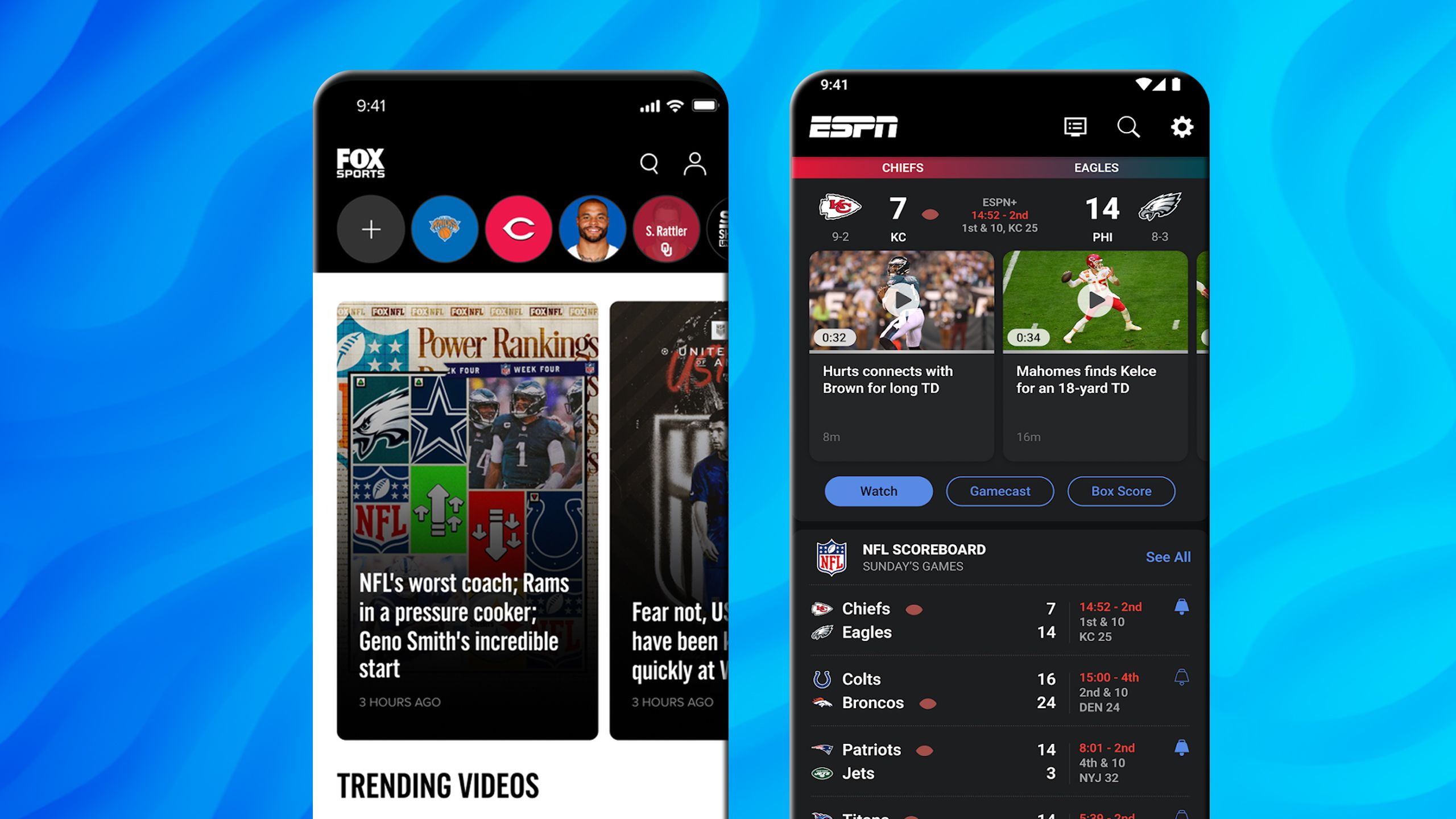 Fox Sports and ESPN both on mobile. 