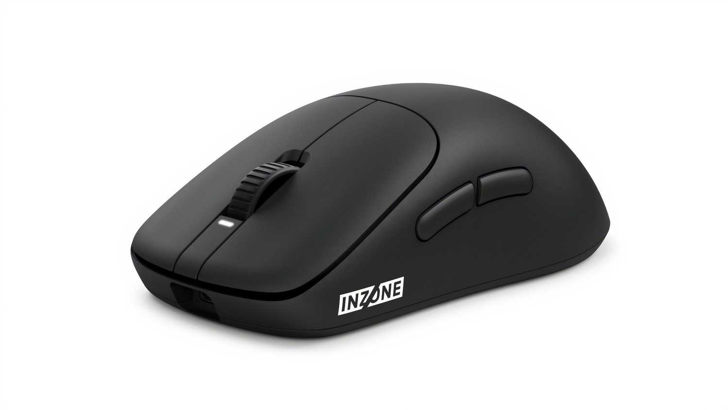 A black gaming mouse with "Inzone" printed on the side.