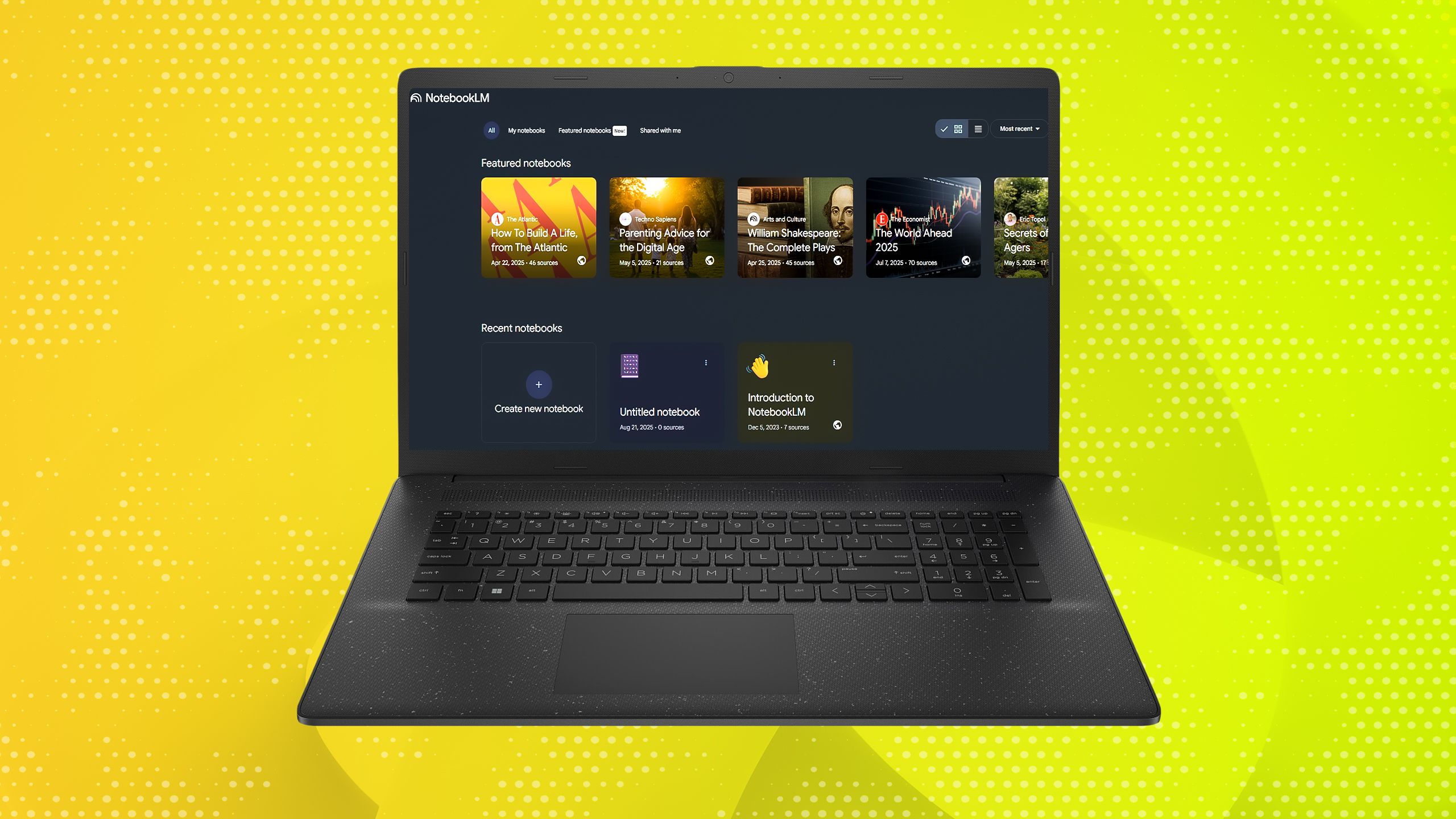 NotebookLM on a laptop. 