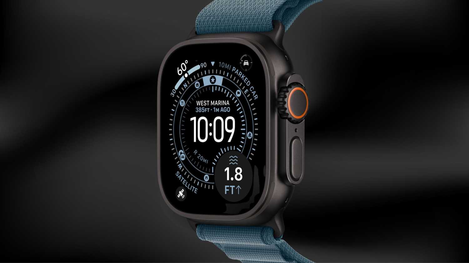 The Waypoint watch face on an Apple Watch Ultra 3.