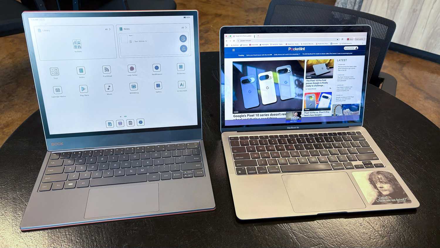 Boox's Tab X C beside a laptop