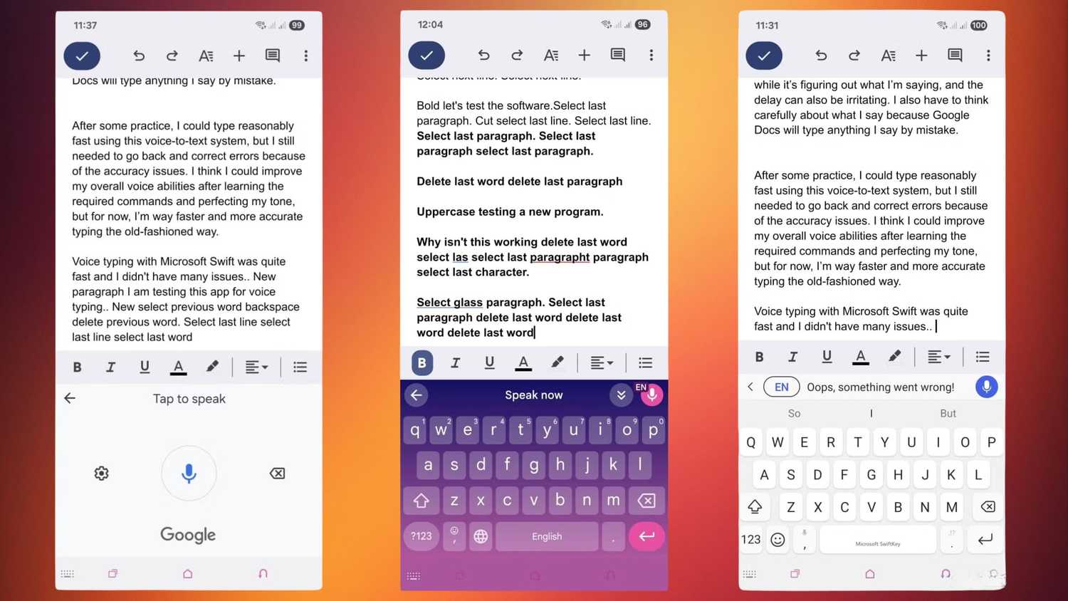 Google Docs voice typing apps.