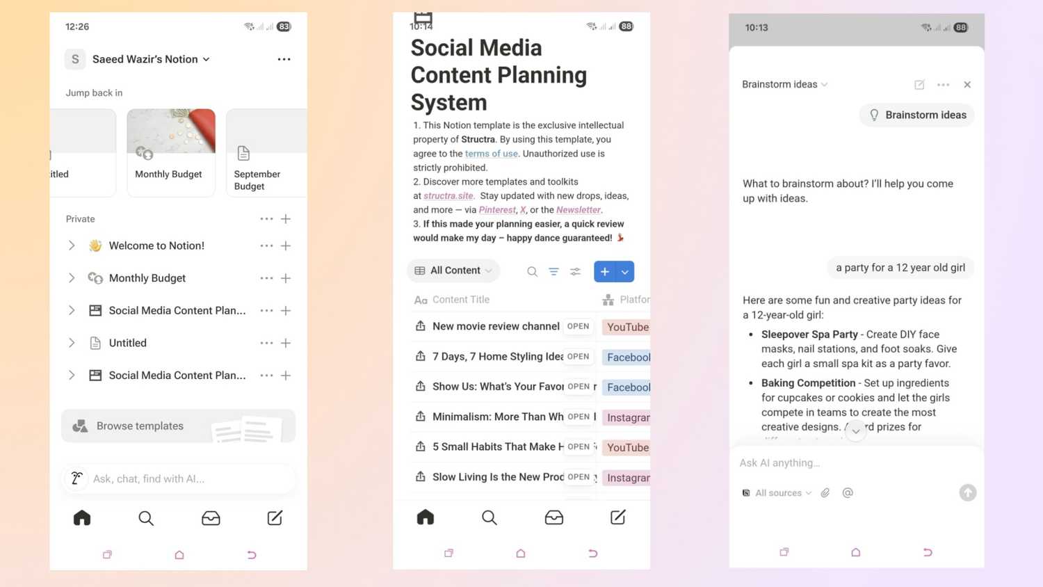 Notion screenshots from an Android.