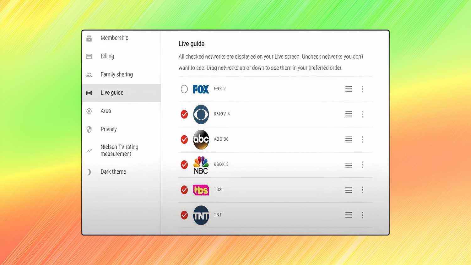YouTube TV live guide