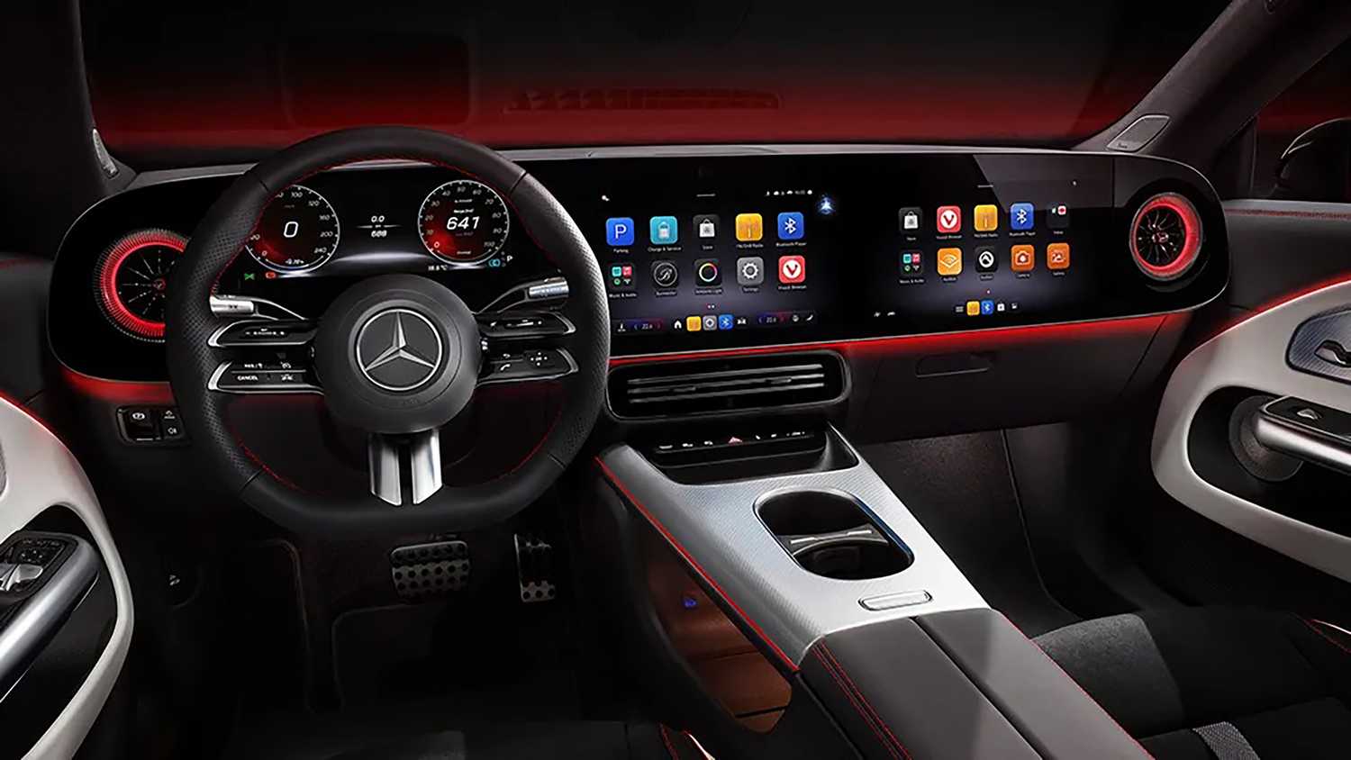 A still photo of the new 2026 Mercedes-Benz CLA interior. 