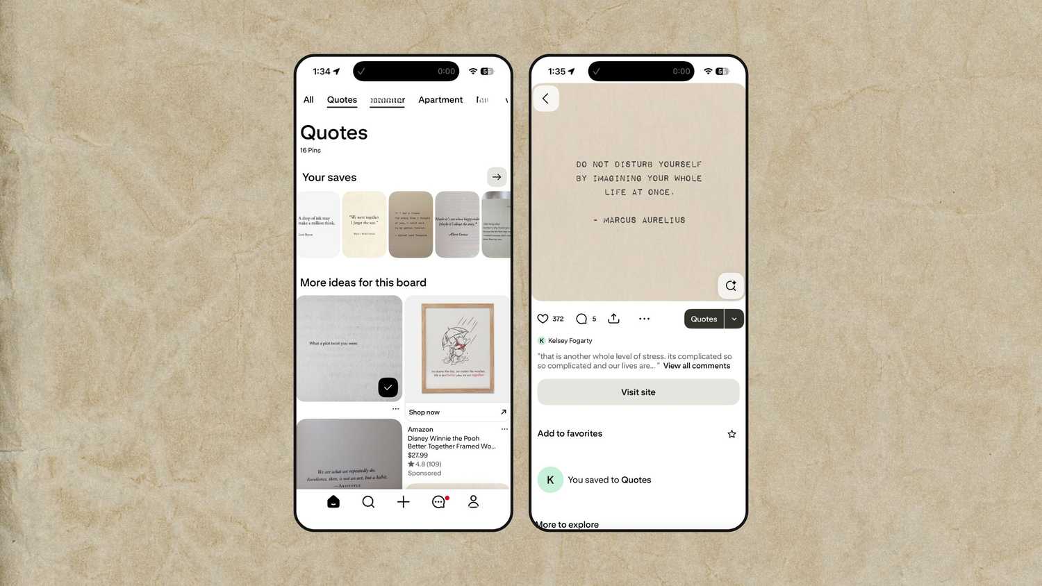 Pinterest 인용문 및 보드. 