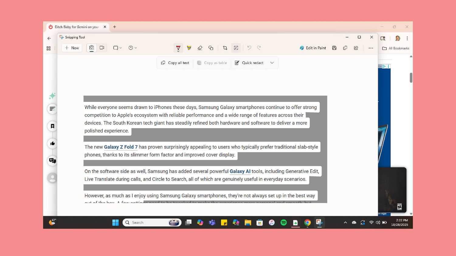 windows 11 shortcuts copy text from screenshot
