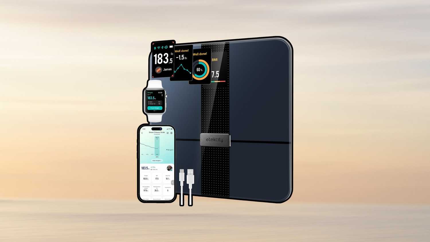 Etekcity scale and components. 