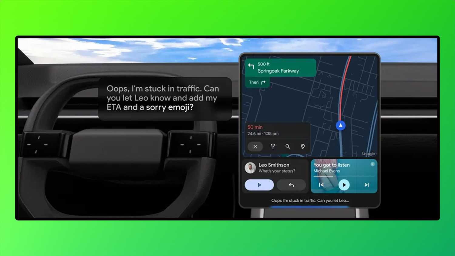 Gemini in Android Auto messages.