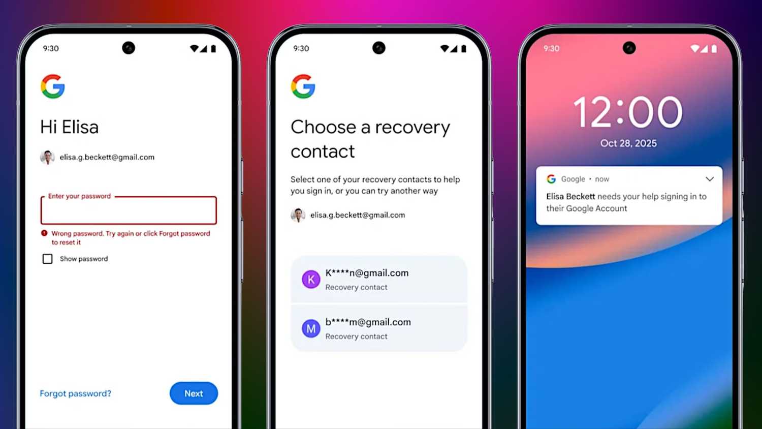Using a Google Recovery Contact for sign-in.
