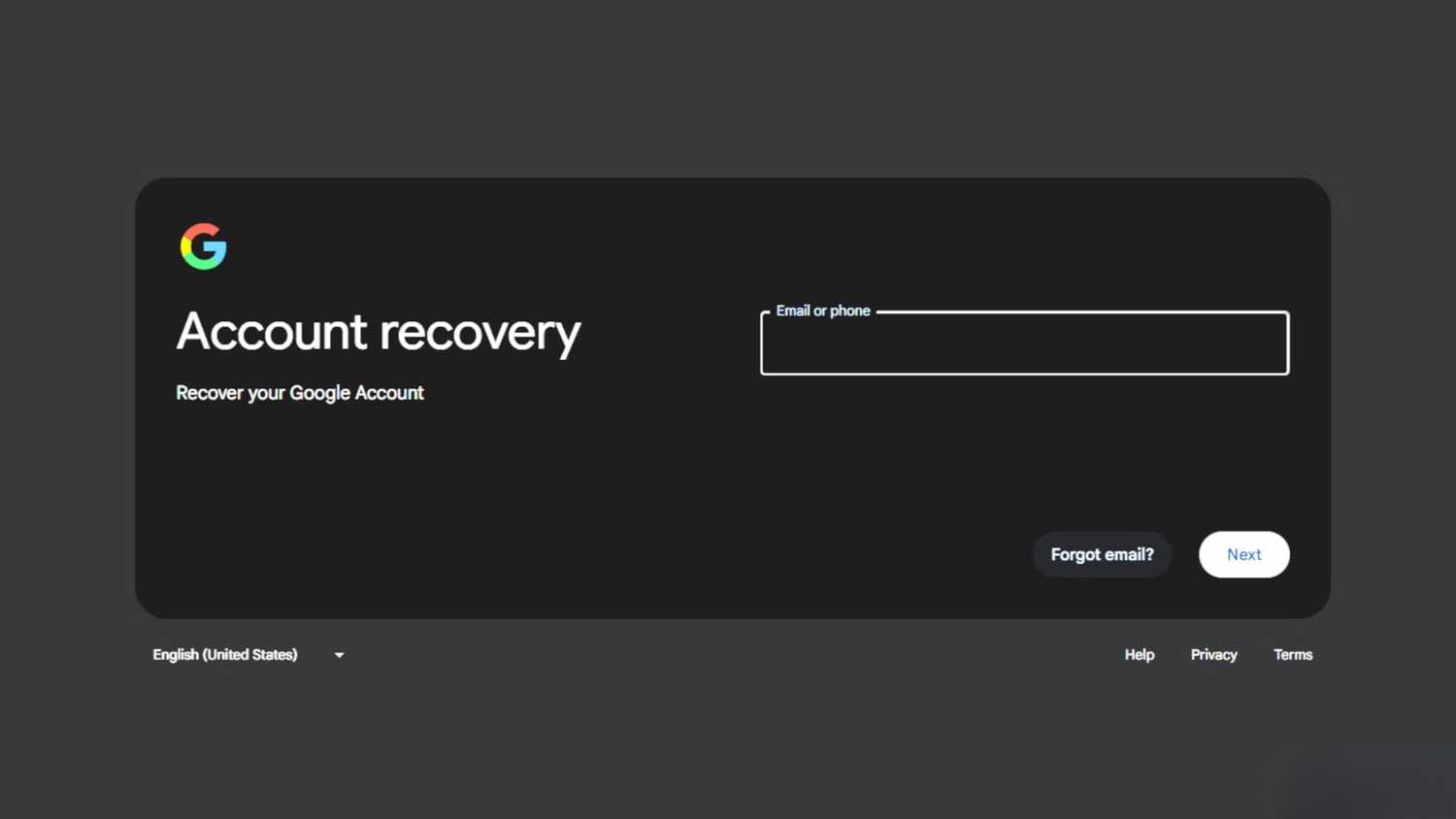 Recovering a Google account via the web.