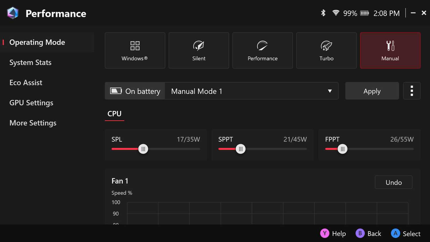 ROG Xbox Ally X Performance Settings