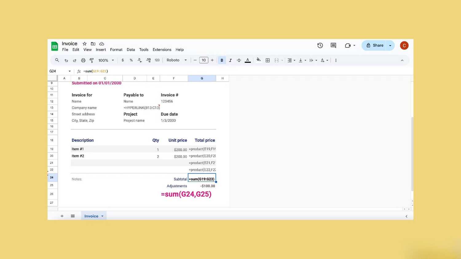 Show formulas in Google Sheets.