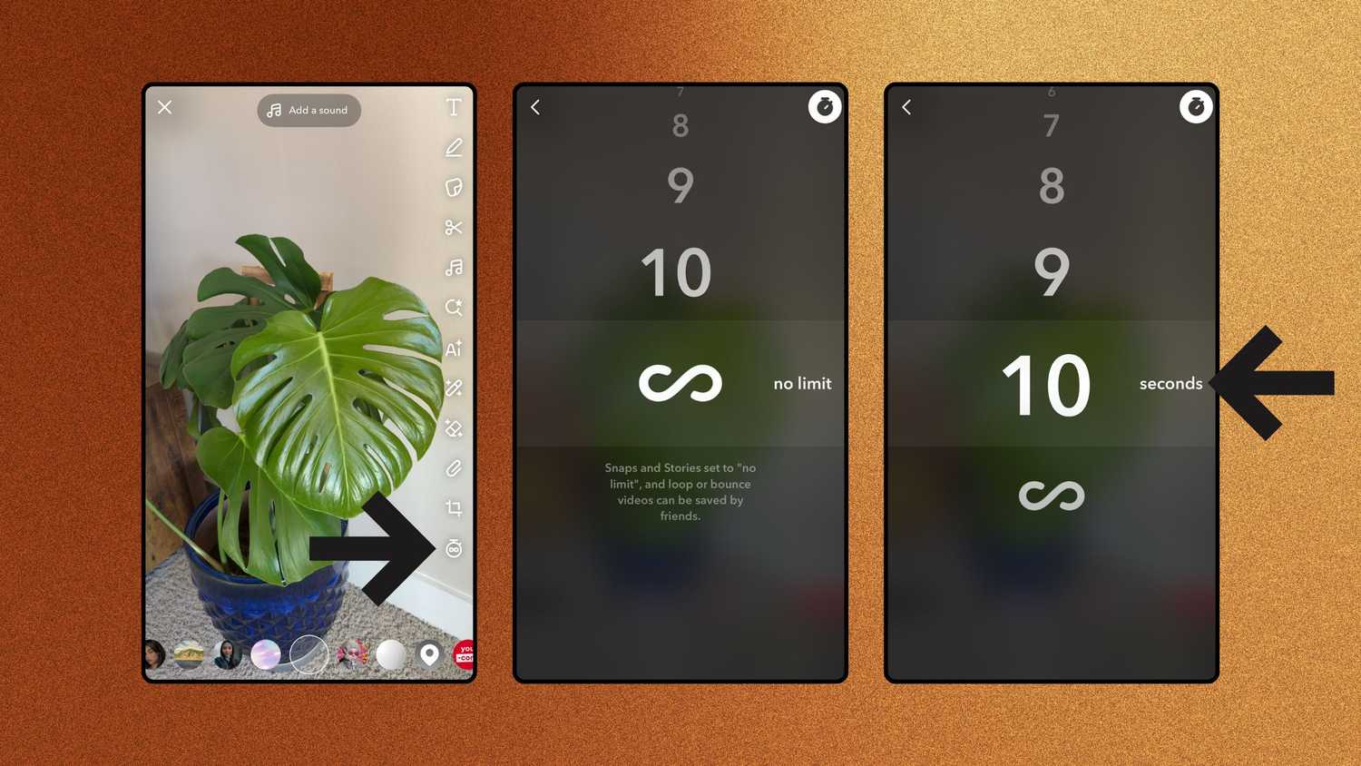 Three screenshots from Snapchat. 