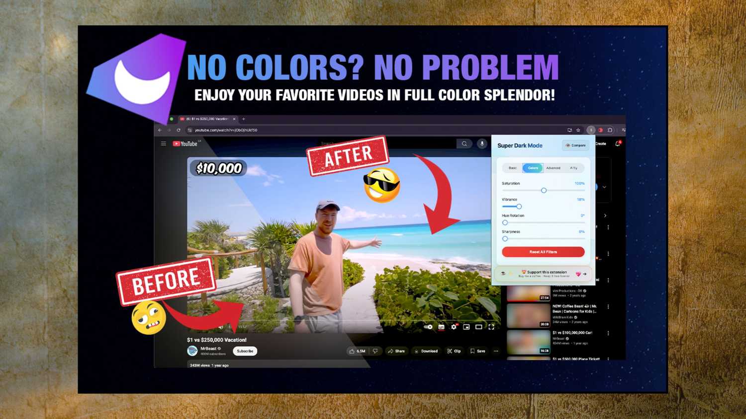 Super Dark Mode Chrome extension.